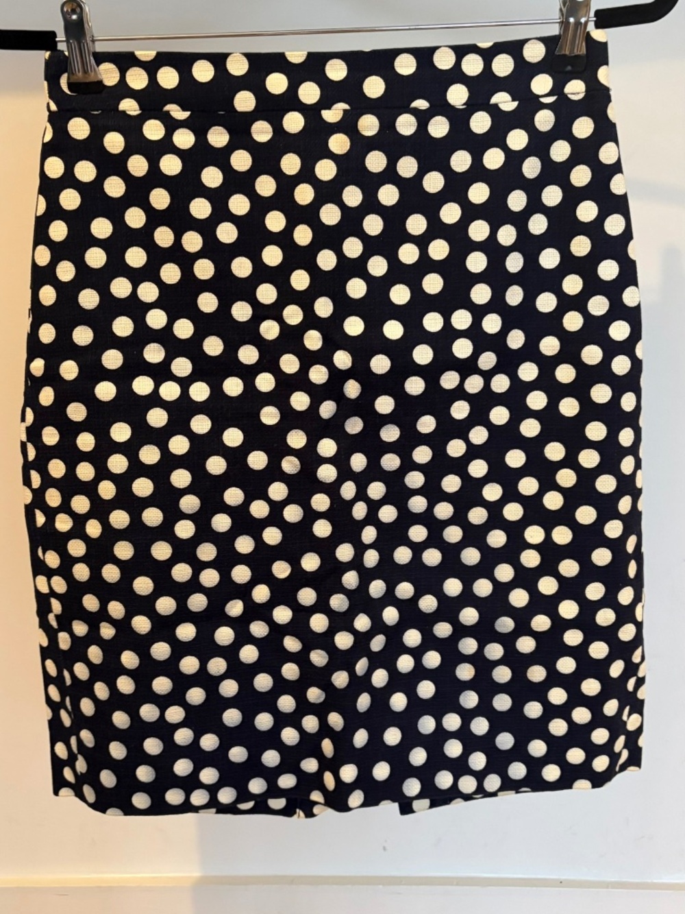 Navy polka dot pencil skirt